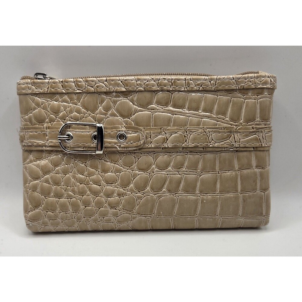 VTG Modella Faux Crocodile/ Alligator Makeup Cosmetic Bag Beige Lavender